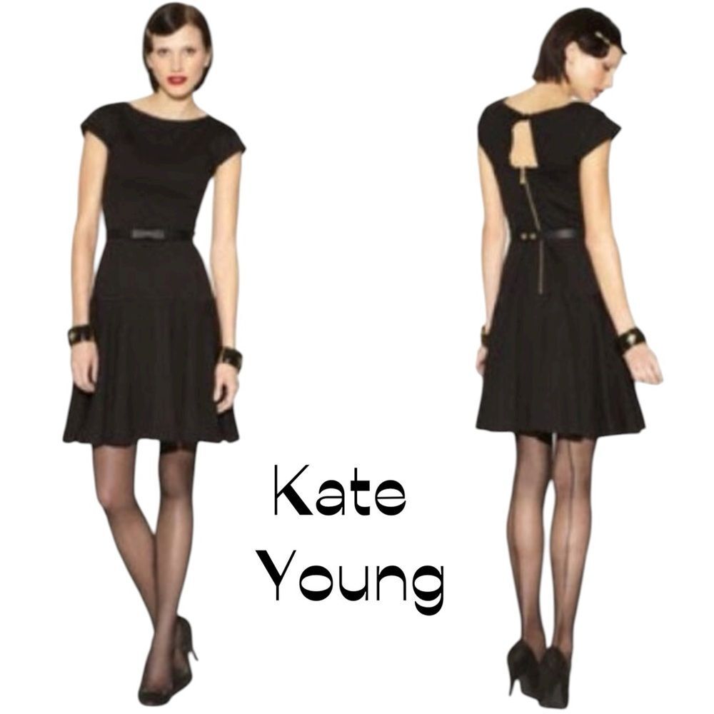 Kate Young Black Belted Cutout Dress NWOT Size 12